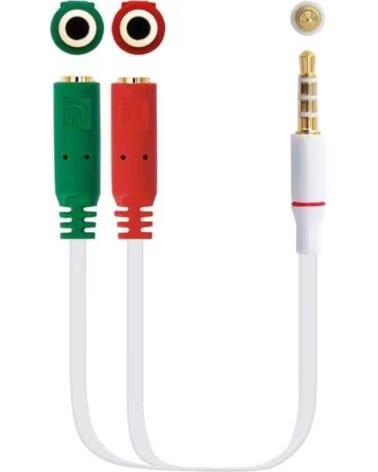 NANO CABLE Cable Estereo Nanocable 10 24 1201- Jack 3 5 Macho - 2x Jack 3 5 Hembra- 20cm- Blanco
