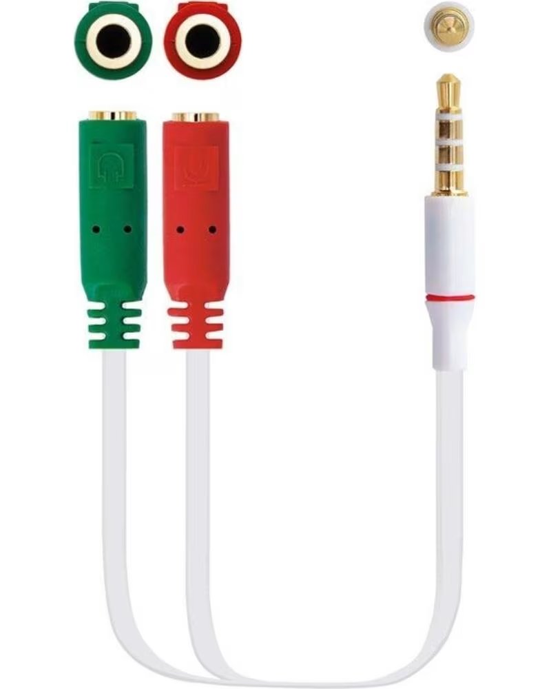 NANO CABLE Cable Estereo Nanocable 10 24 1201- Jack 3 5 Macho - 2x Jack 3 5 Hembra- 20cm- Blanco