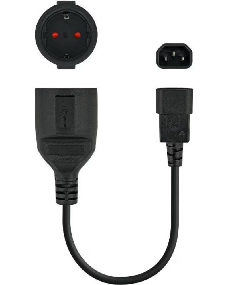 NANO CABLE Adaptador Alimentacion Nanocable 10 22 0901- C14 Macho - CEE7 Hembra- 25cm- Negro