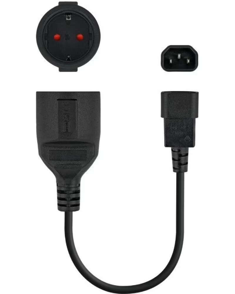 NANO CABLE Adaptador Alimentacion Nanocable 10 22 0902- C14 Macho - CEE7 Hembra- 50cm- Negro