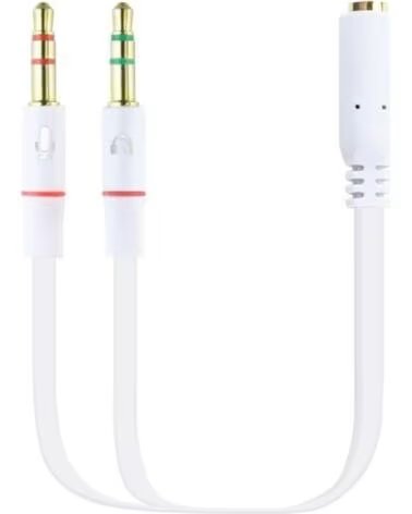 NANO CABLE Cable Estereo Nanocable 10 24 1203- Jack 3 5 Hembra - 2x Jack 3 5 Macho- 20cm- Blanco