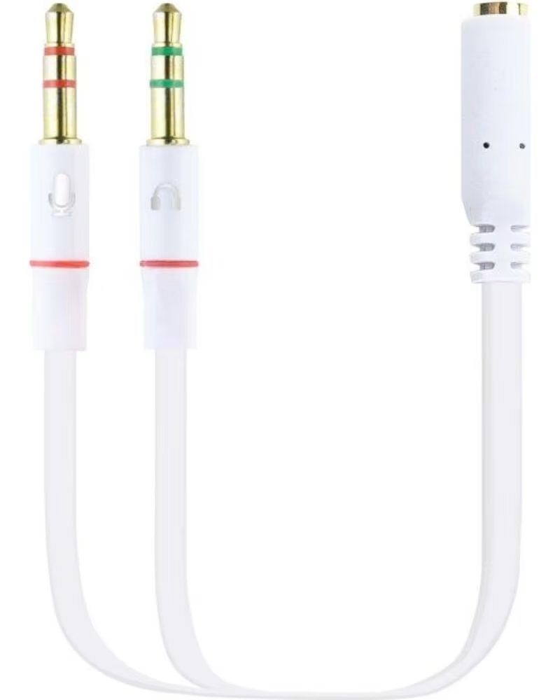 NANO CABLE Cable Estereo Nanocable 10 24 1203- Jack 3 5 Hembra - 2x Jack 3 5 Macho- 20cm- Blanco