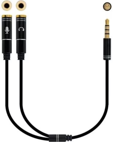 NANO CABLE Cable Estereo Nanocable 10 24 1202- Jack 3 5 Macho - 2x Jack 3 5 Hembra- 30cm- Negro