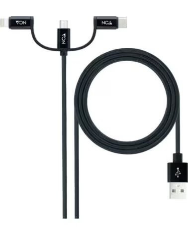 NANO CABLE NANOCABLE 10013200 CAVO USB 20 3 IN 1, LIGHTNING, MICRO E TIPO-C, 1M, NERO