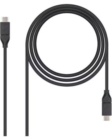 NANO CABLE Cable USB 3 2 Tipo-C Nanocable 10 01 4101- USB Tipo-C Macho - USB Tipo-C Macho- hasta 100W- 1m- Negro