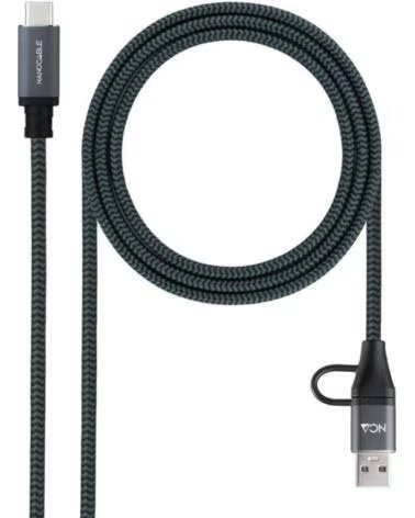 NANO CABLE Cable USB 3 2 Tipo-C Nanocable 10 01 4111-L150-COMB- USB Tipo-C Macho USB Macho - USB Tipo-C Macho- Hasta 100W- 20Gbp