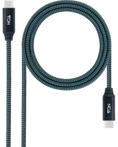 NANO CABLE Cable USB 3 2 Nanocable 10 01 4300-COMB- USB Tipo-C Macho - USB Tipo-C Macho- Hasta 100W- 20Gbps- 50cm- Gris y Negro