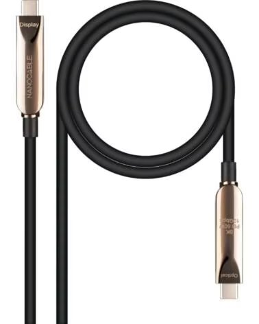 NANO CABLE Cable USB 3 2 Tipo-C AOC Nanocable 10 01 4615- USB Tipo-C Macho - USB Tipo-C Macho- Hasta 60W- 10Gbps- 15m- Negro