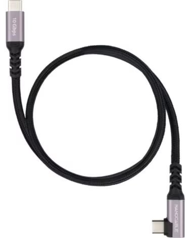 NANO CABLE Cable USB 3 2 Tipo-C Acodado Nanocable 10 01 4702- USB Tipo-C Macho - USB Tipo-C Macho- Hasta 100W- 10Gbps- 2m- Negro