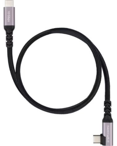 NANO CABLE Cable USB 3 2 Tipo-C Acodado Nanocable 10 01 4703- USB Tipo-C Macho - USB Tipo-C Macho- Hasta 100W- 10Gbps- 3m- Negro