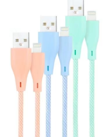 NANO CABLE Cables USB 2 0 Lightning Nanocable 10 10 0401-CO1- USB Macho - Lightning Macho- 1m- 3 Unidades- Rosa Azul y Verde