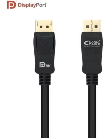 NANO CABLE Cable DisplayPort 1 4 8K Nanocable 10 15 2502- DisplayPort Macho - DisplayPort Macho- 2m- Certificado- Negro