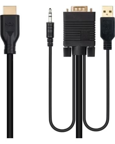 NANO CABLE Cable Conversor Nanocable 10 15 4612- HDMI Macho - VGA Macho- Jack 3 5 Macho- USB Macho- 1 8m- Negro