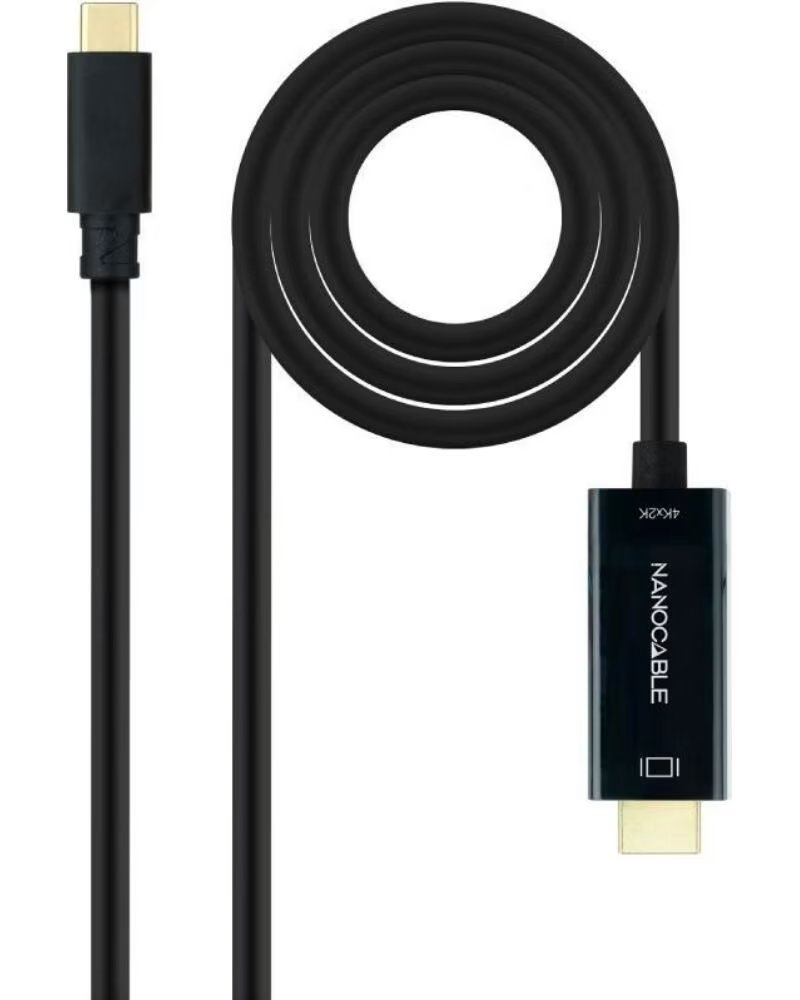 NANO CABLE Cable Conversor Nanocable 10 15 5135- USB Tipo-C Macho - HDMI Macho- 5m- Negro
