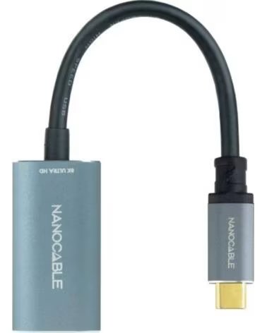 NANO CABLE Conversor Nanocable 10 16 4104-G- USB Tipo-C Macho - DisplayPort Hembra- 15cm- Gris