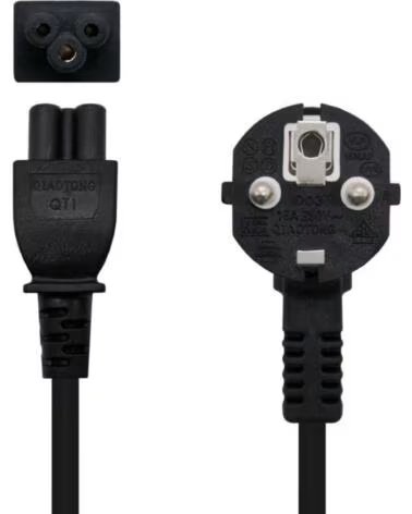 NANO CABLE Cable Alimentacion Trebol Nanocable 10 22 0302-L200- Schuko Macho - C5 Hembra- 2m- Negro
