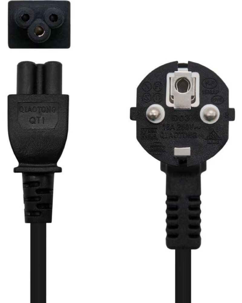 NANO CABLE Cable Alimentacion Trebol Nanocable 10 22 0302-L200- Schuko Macho - C5 Hembra- 2m- Negro