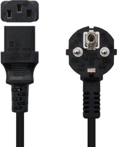 NANO CABLE Cable Alimentacion Nanocable 10 22 0103- Schuko Macho - C13 Hembra- 3m- Negro
