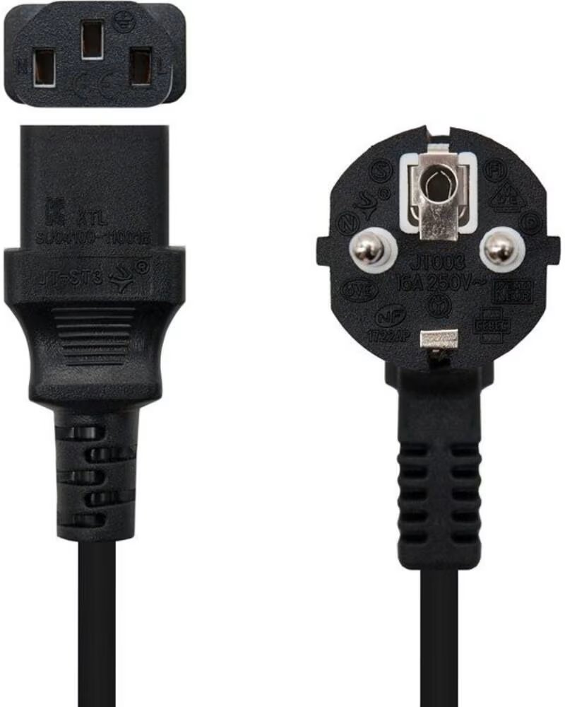 NANO CABLE Cable Alimentacion Nanocable 10 22 0103- Schuko Macho - C13 Hembra- 3m- Negro