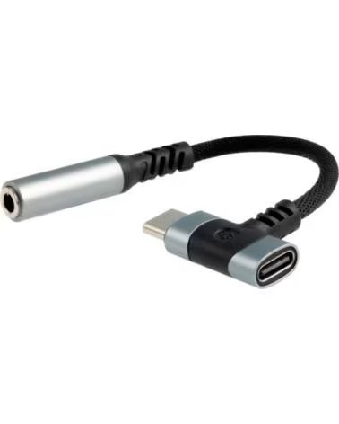 NANO CABLE Cable Conversor Audio Nanocable 10 24 1207- USB Tipo-C Macho - Jack 3 5- USB Tipo-C Hembra- 10cm- Negro