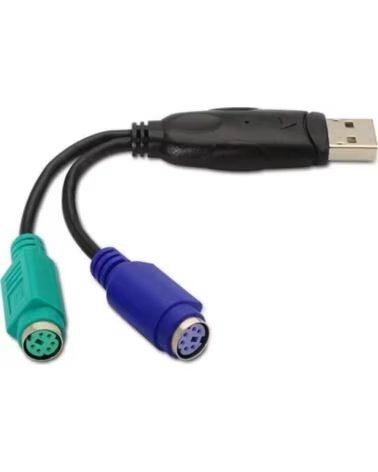 NANO CABLE Adaptador usb a 2 x ps - 2 nanocable 15cm - macho - hembra - negro