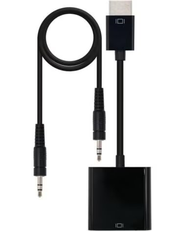 NANO CABLE Conversor Nanocable 10 16 2001-BK- HDMI Macho - VGA Hembra- Jack 3 5 Hembra- 10cm- Negro