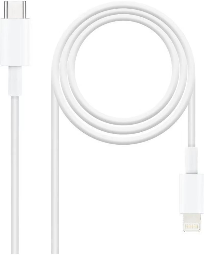 NANO CABLE Cable USB 2 0 Tipo-C Lightning Nanocable 10 10 0600- USB Tipo-C Macho - Lightning Macho- 50cm- Blanco
