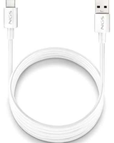 NGS Cable USB 2 0 ZYRO-AC- USB Macho - USB Tipo-C Macho- Hasta 15W- 480Mbps- 1m- Blanco