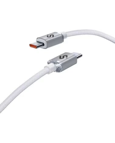 SUBBLIM Cable USB 2 0 Tipo-C Optimus- USB Tipo-C Macho - USB Tipo-C Macho- Hasta 60W- 480Mbps- 1m- Blanco