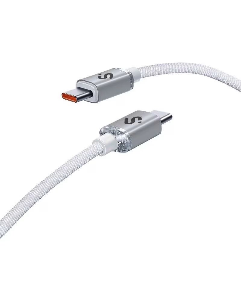 SUBBLIM Cable USB 2 0 Tipo-C Optimus- USB Tipo-C Macho - USB Tipo-C Macho- Hasta 60W- 480Mbps- 1m- Blanco