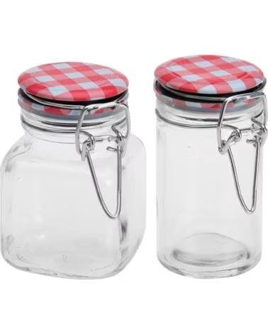 EXCELLENT SET DE TARROS DE COCINA DE VIDRIO CON CIERRE HERMÉTICO Y TAPA ESTAMPADA MULTICOLOR