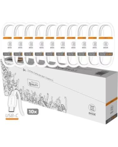 TECH ONE TECH Pack 10 Cables USB 2 0 Basik TEC2953- USB Macho - USB Tipo-C Macho- 1m- Blanco