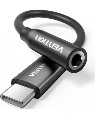 VENTION Adaptador Audio BIIBA- Jack 3 5 Hembra - USB Tipo-C Macho- 10cm- Negro