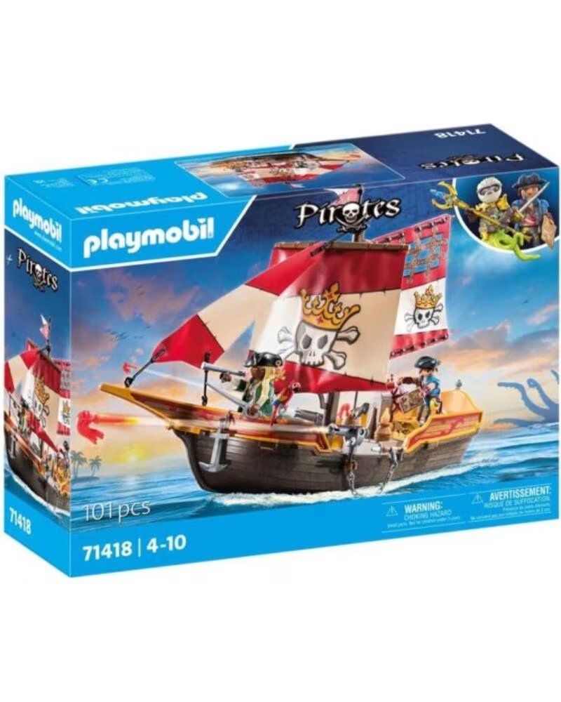 PLAYMOBIL PIRATEN - PIRATENSCHIFF MIT KANONEN REF 71418 MULTICOLOR