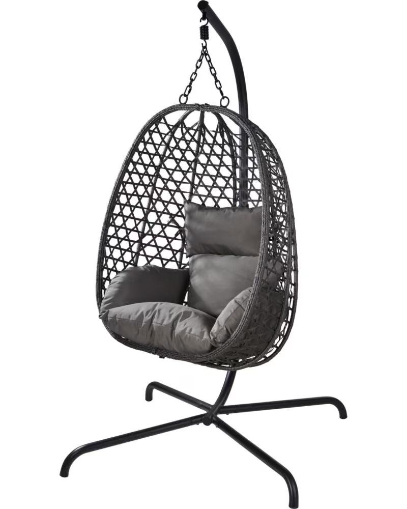 PROGARDEN HANGING GARDEN CHAIR WITH STAND AND CUSHIONS MULTICOLOR