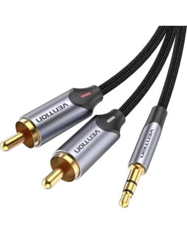 VENTION Cable Audio BCNBG- 2x RCA Macho - Jack 3 5 Macho- 1 5m- Gris