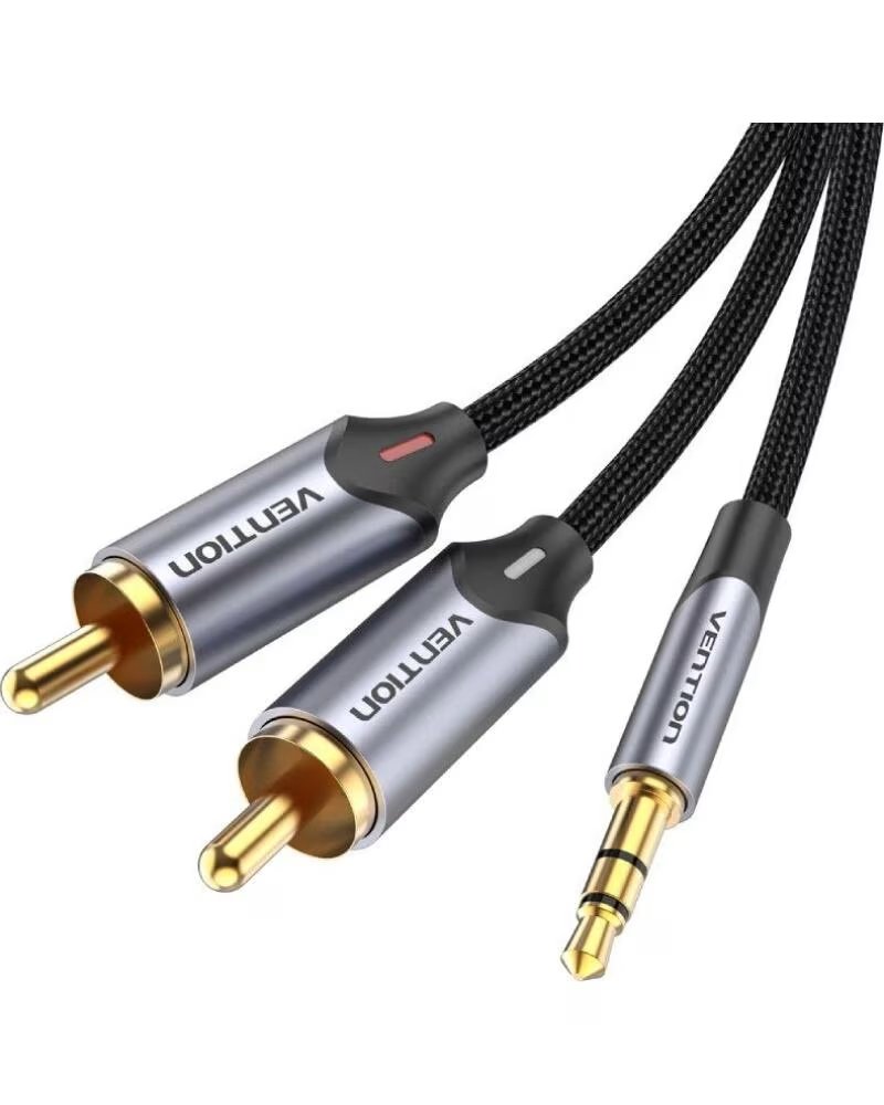 VENTION Cable Audio BCNBG- 2x RCA Macho - Jack 3 5 Macho- 1 5m- Gris