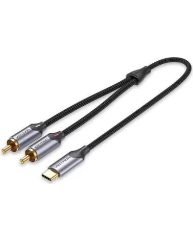 VENTION Cable Conversor BGUHG- 2x RCA Macho - USB Tipo-C Macho- 1 5m- Gris