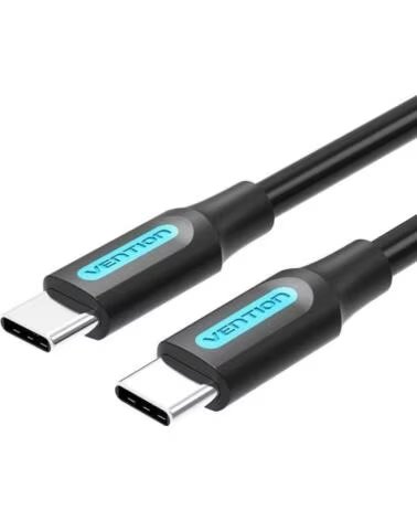 VENTION Cable USB 2 0 Tipo-C COSBD- USB Tipo-C Macho - USB Tipo-C Macho- Hasta 60W- 480Mbps- 50cm- Negro