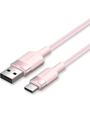 VENTION Cable USB 2 0 Tipo-C CTNPF- USB Tipo-C Macho - USB Macho- Hasta 60W- 480Mbps- 1m- Rosa