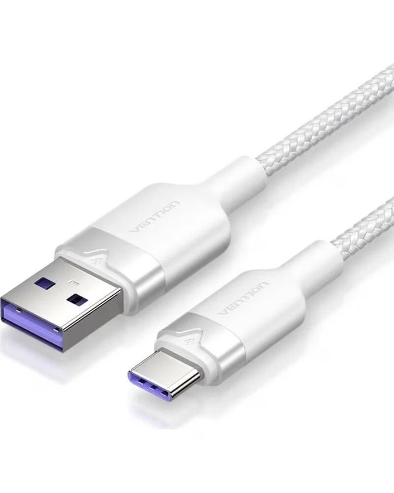 VENTION Cable USB 2 0 Tipo-C CTOWF- USB Tipo-C Macho - USB Macho- Hasta 100W- 480Mbps- 1m- Blanco