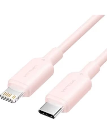 VENTION Cable USB 2 0 Tipo-C Lightning LAKPF- USB Tipo-C Macho - Lightning Macho- Hasta 27W- 480Mbps- 1m- Rosa