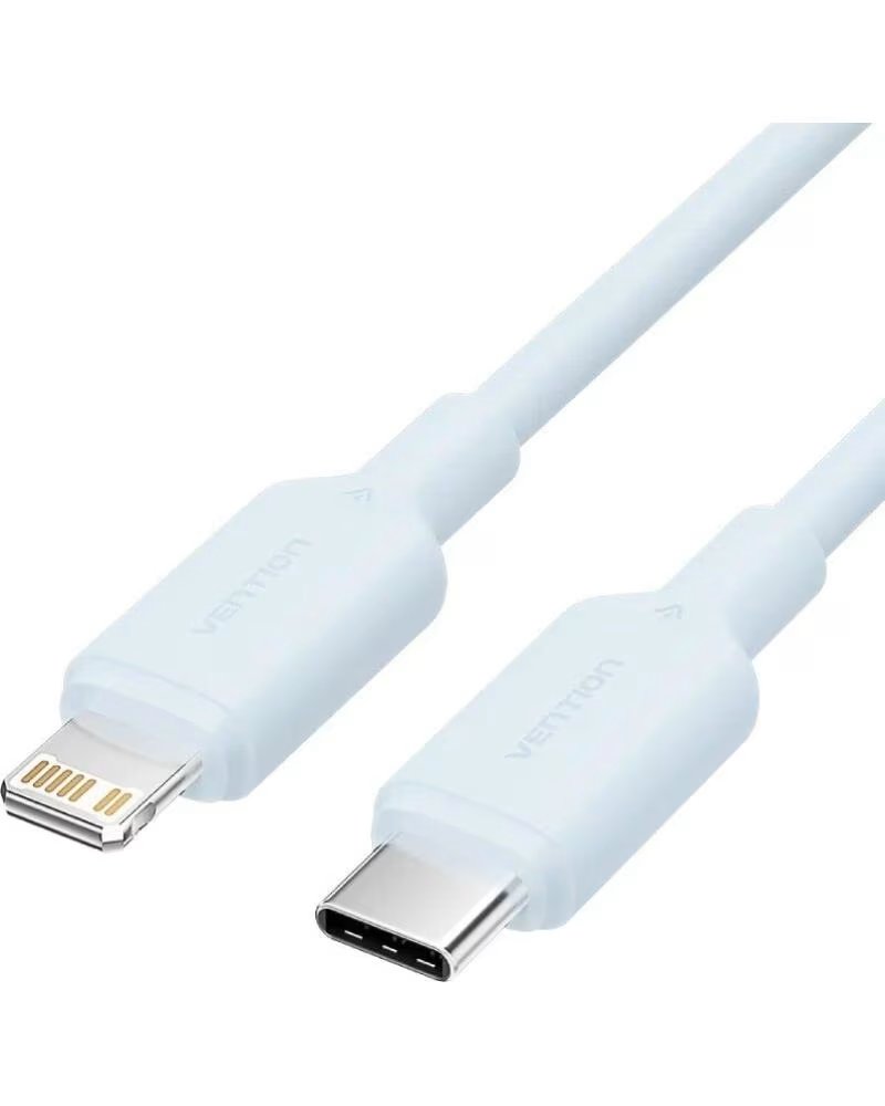 VENTION Cable USB 2 0 Tipo-C Lightning LAKSF- USB Tipo-C Macho - Lightning Macho- Hasta 27W- 480Mbps- 1m- Azul