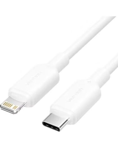 VENTION Cable USB 2 0 Tipo-C Lightning LAKWH- USB Tipo-C Macho - Lightning Macho- Hasta 27W- 480Mbps- 2m- Blanco