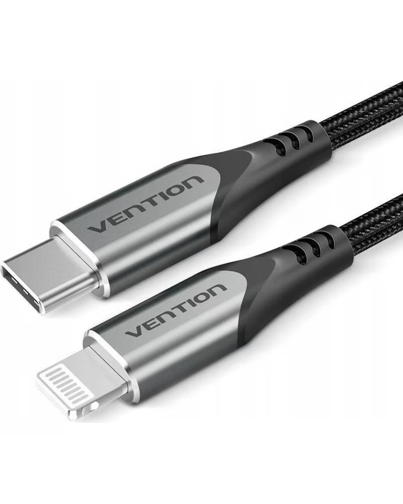 VENTION Cable USB 2 0 Tipo-C Lightning TACHF- USB Tipo-C Macho - Lightning Macho- 480Mbps- 1m- Gris