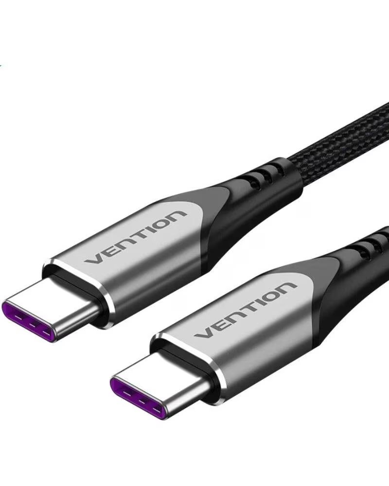 VENTION Cable USB 2 0 Tipo-C TAEHG- USB Tipo-C Macho - USB Tipo-C Macho- Hasta 100W- 480Mbps- 1 5m- Gris