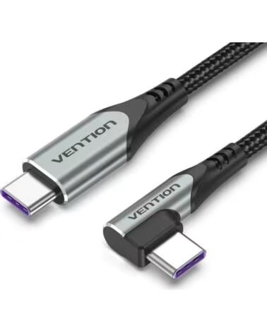 VENTION Cable USB 2 0 Tipo-C 90º TAKHF- USB Tipo-C Macho - USB Tipo-C Macho- Hasta 100W- 480Mbps- 1m- Gris
