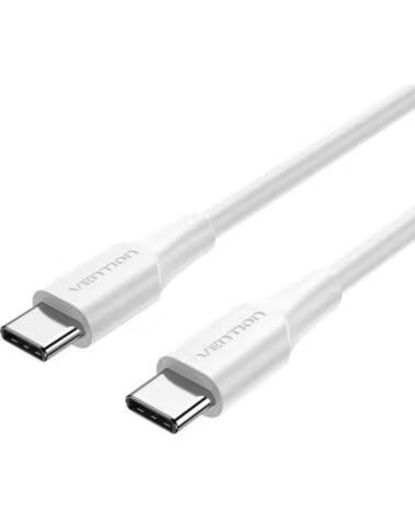 VENTION Cable USB 2 0 Tipo-C 3A TRCWH- USB Tipo-C Macho - USB Tipo-C Macho- Hasta 60W- 480Mbps- 2m- Blanco
