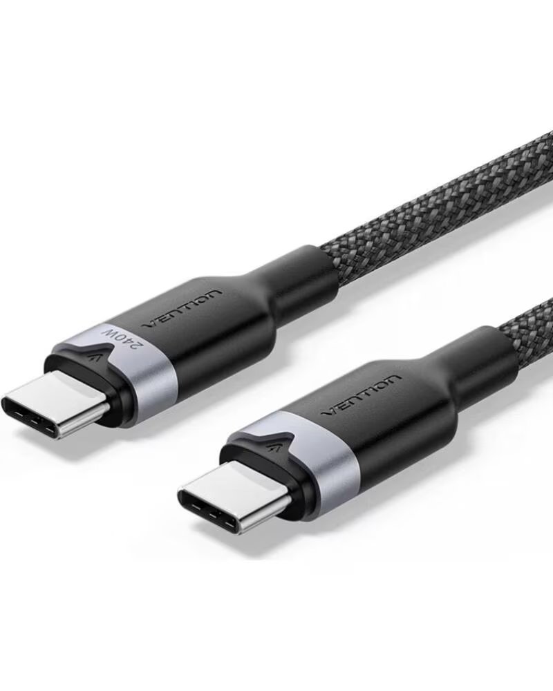 VENTION Cable USB 2 0 Tipo-C 5A TRIBF- USB Tipo-C Macho - USB Tipo-C Macho- Hasta 240W- 480Mbps- 1m- Negro