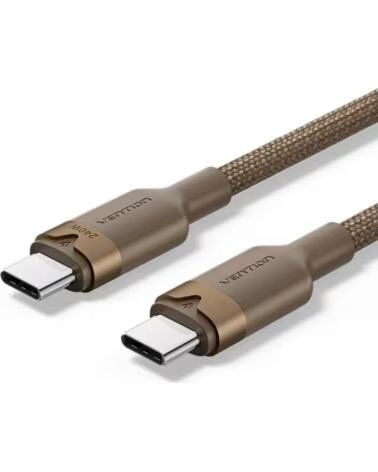 VENTION Cable USB 2 0 Tipo-C 5A TRIJF- USB Tipo-C Macho - USB Tipo-C Macho- Hasta 240W- 480Mbps- 1m- Dorado